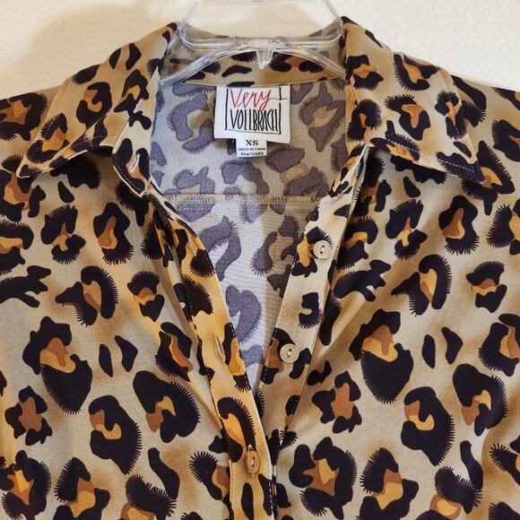 Tan/Browns Very Vollbrach SS Leopard Print Shirt Dress XS - Picture 6 of 15
